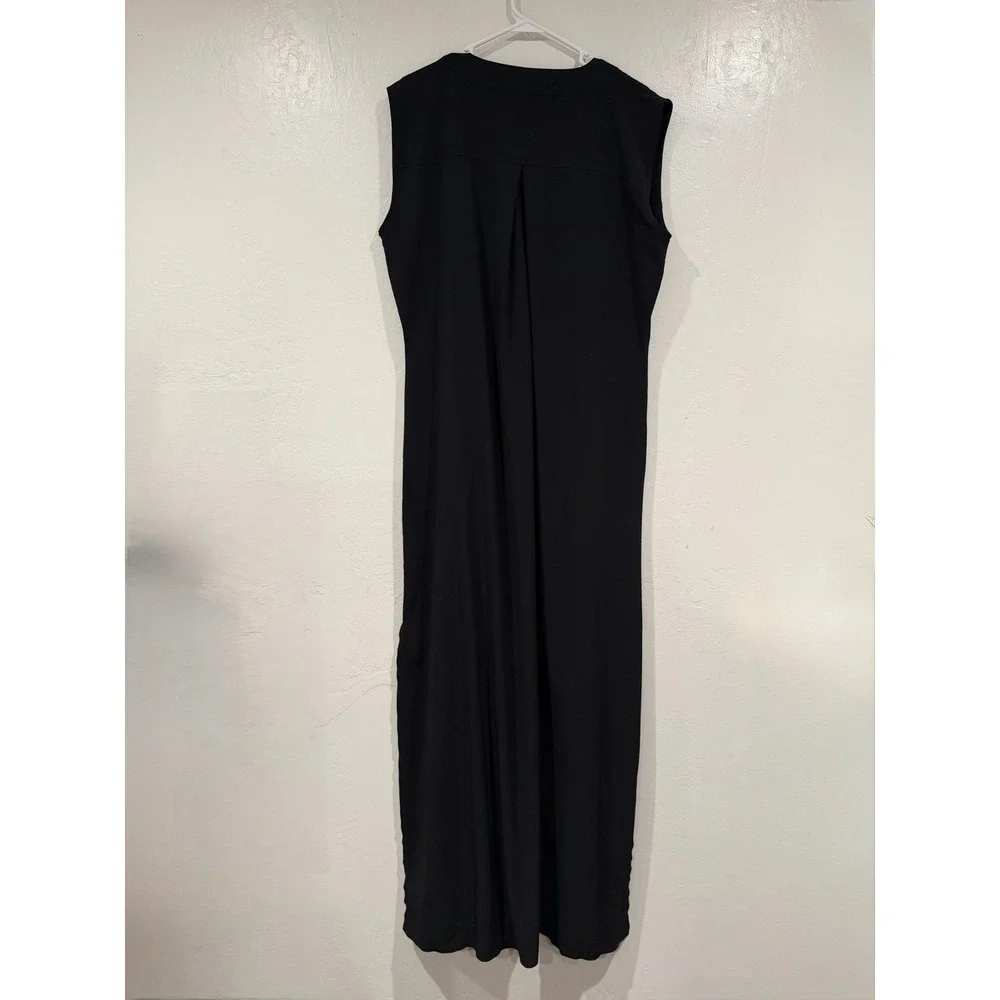 Athleta Presidio Dress Black Sleeveless V-Neck Maxi Drawstring Waist size L Tall - Picture 3 of 6